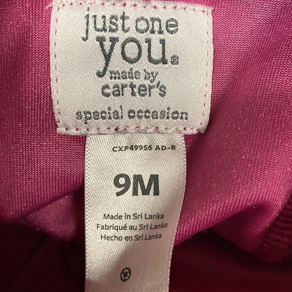Carter’s special occasion fuchsia hot pink velour jump suit romper 9m - Picture 7 of 7